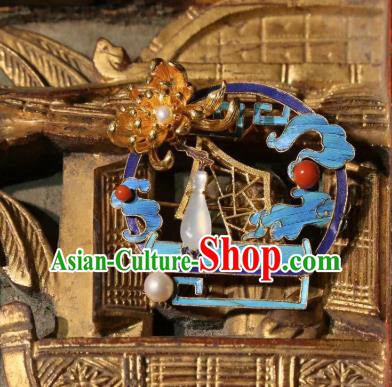 China Handmade Golden Chrysanthemum Brooch Traditional Cheongsam Breastpin Jewelry Cloisonne Accessories