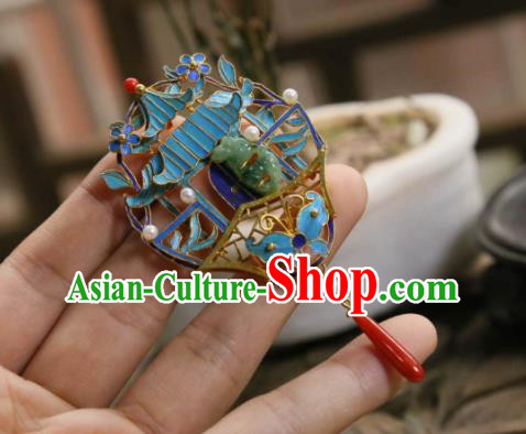 China Handmade Jadeite Brooch Traditional Cheongsam Cloisonne Butterfly Breastpin Accessories