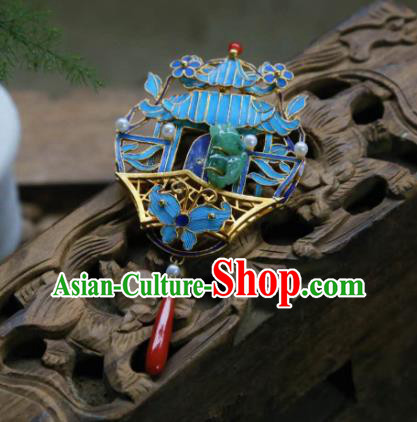 China Handmade Jadeite Brooch Traditional Cheongsam Cloisonne Butterfly Breastpin Accessories