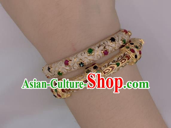 Handmade Chinese National Crystal Bracelet Enamel Gems Bangle Accessories