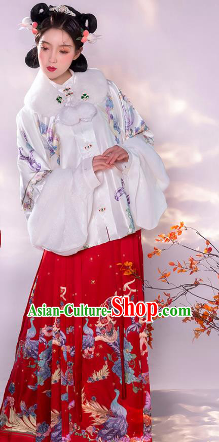 Traditional China Ming Dynasty Noble Lady Historical Clothing Ancient Young Beauty Hanfu Dress Apparels