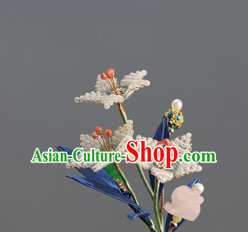 China Traditional Qing Dynasty Court Hairpin Classical Lily Flowers Hair Stick Hair Accessories