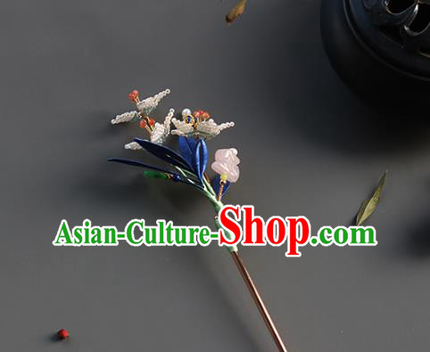 China Traditional Qing Dynasty Court Hairpin Classical Lily Flowers Hair Stick Hair Accessories