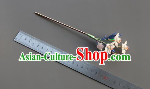 China Traditional Qing Dynasty Court Hairpin Classical Lily Flowers Hair Stick Hair Accessories