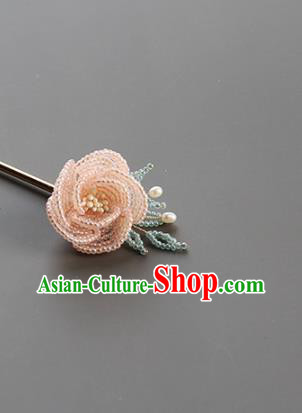 China Classical Beads Rose Hair Stick Hair Accessories Traditional Qing Dynasty Court Hairpin
