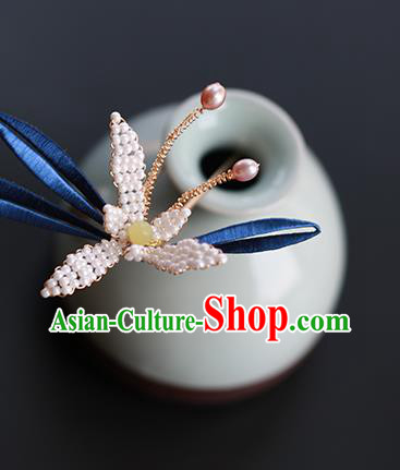 China Classical Beads Orchid Hair Stick Traditional Song Dynasty Princess Hairpin