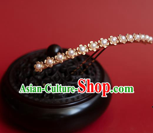 China Classical Hanfu Hair Stick Traditional Ming Dynasty Princess Pearls Hairpin