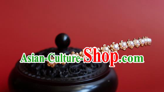 China Classical Hanfu Hair Stick Traditional Ming Dynasty Princess Pearls Hairpin