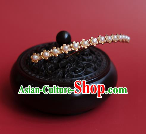 China Classical Hanfu Hair Stick Traditional Ming Dynasty Princess Pearls Hairpin