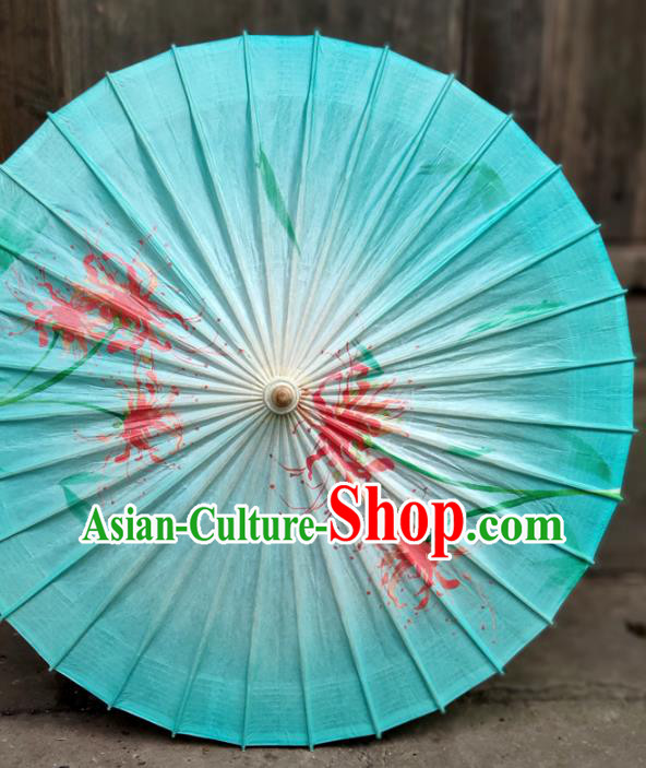 China Painting Manjusaka Blue Oil Paper Umbrella Classical Dance Umbrella