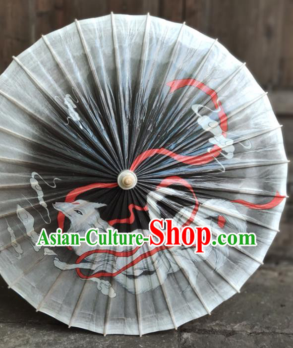 China Painting Fox Umbrella Traditional Oil Paper Umbrella Craft Classical Dance Umbrellas