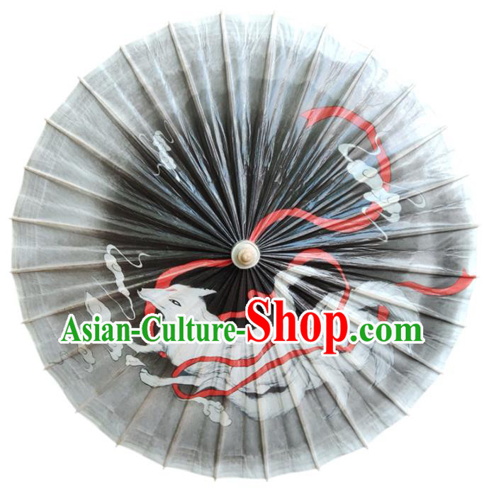 China Painting Fox Umbrella Traditional Oil Paper Umbrella Craft Classical Dance Umbrellas