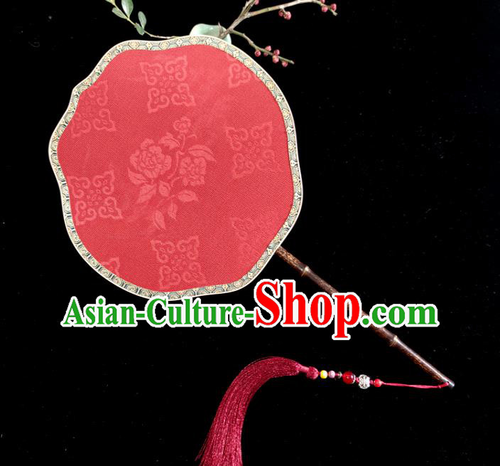 Chinese Handmade Red Silk Fan Traditional Song Dynasty Princess Palace Fan