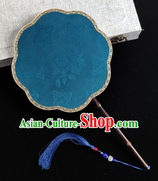 Chinese Traditional Song Dynasty Wedding Palace Fan Handmade Embroidered Pomegranate Silk Fan