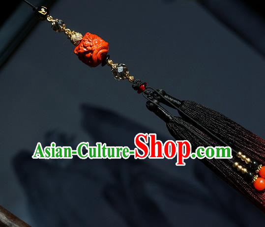 Chinese Classical Cinnabar Tassel Pendant Traditional Hanfu Waist Accessories