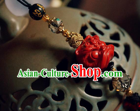 Chinese Classical Cinnabar Tassel Pendant Traditional Hanfu Waist Accessories