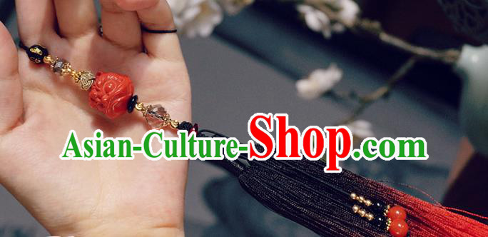 Chinese Classical Cinnabar Tassel Pendant Traditional Hanfu Waist Accessories