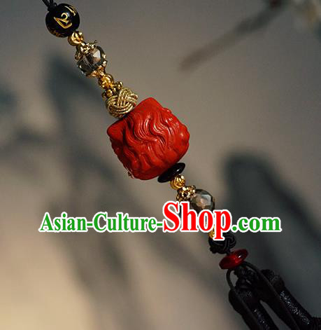 Chinese Classical Cinnabar Tassel Pendant Traditional Hanfu Waist Accessories