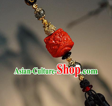 Chinese Classical Cinnabar Tassel Pendant Traditional Hanfu Waist Accessories