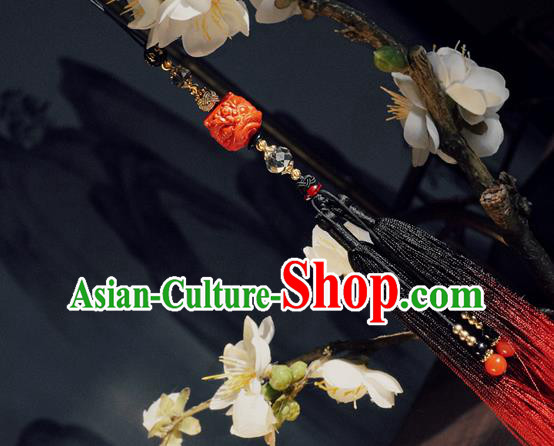Chinese Classical Cinnabar Tassel Pendant Traditional Hanfu Waist Accessories