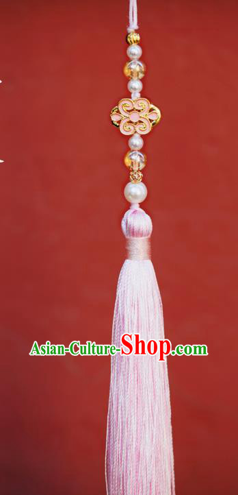 Chinese Classical Pink Tassel Brooch Pendant Traditional Hanfu Enamel Waist Accessories