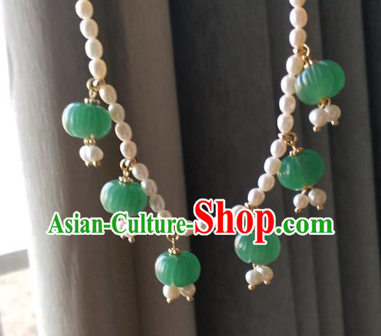 Chinese Traditional Hanfu Pearls Necklace Accessories Classical Aventurine Necklet