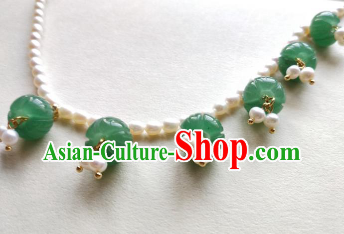 Chinese Traditional Hanfu Pearls Necklace Accessories Classical Aventurine Necklet