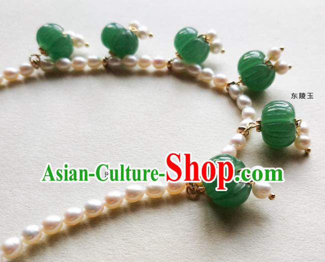 Chinese Traditional Hanfu Pearls Necklace Accessories Classical Aventurine Necklet