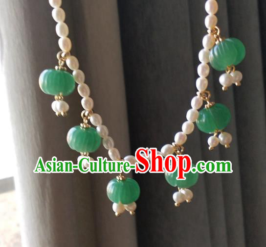 Chinese Traditional Hanfu Pearls Necklace Accessories Classical Aventurine Necklet