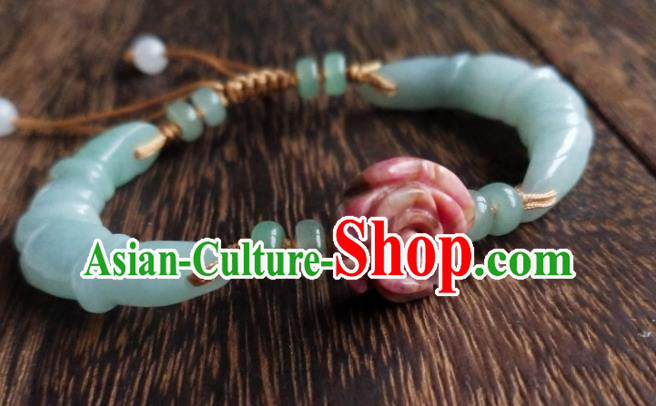 Chinese Classical Hanfu Jade Bracelet Traditional Carving Rose Wristlet Accessories