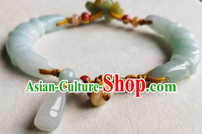 Chinese Traditional Hanfu Carving Lotus Wristlet Accessories Classical Jade Bracelet Jewelry