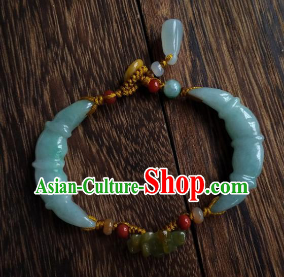 Chinese Traditional Hanfu Carving Lotus Wristlet Accessories Classical Jade Bracelet Jewelry