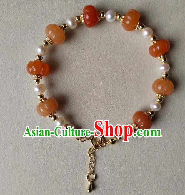 Chinese Traditional Hanfu Agate Wristlet Accessories Classical Pearls Bracelet