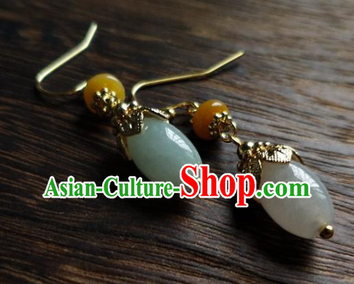 Chinese Handmade Classical Cheongsam Earrings Traditional Aventurine Ear Accessories