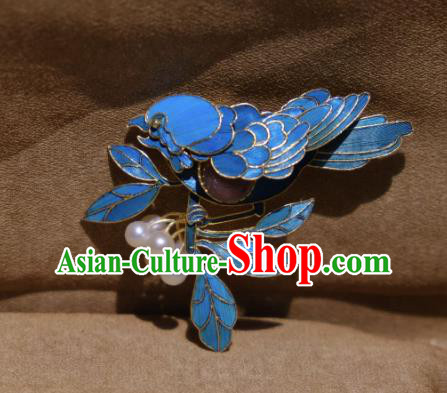 China Handmade Tourmaline Brooch Accessories Traditional Cheongsam Cloisonne Bird Breastpin Jewelry