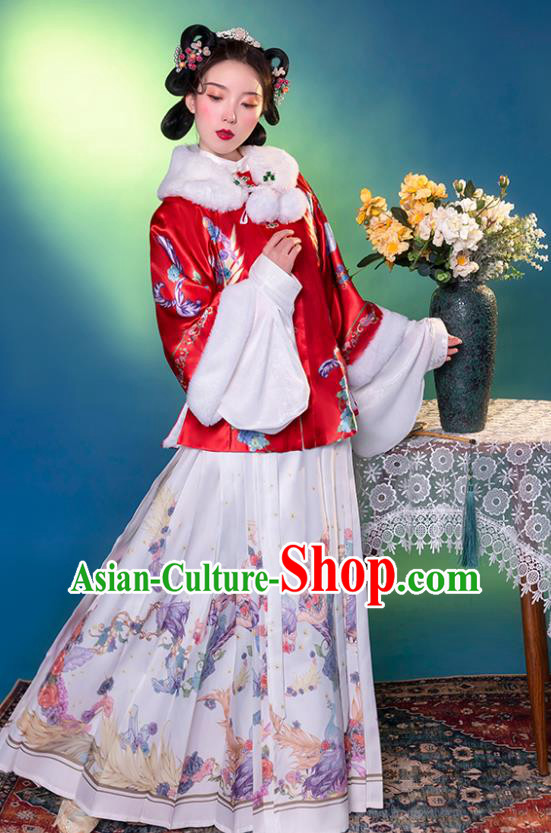 Traditional China Ming Dynasty Young Beauty Historical Clothing Ancient Noble Lady Hanfu Dress Apparels