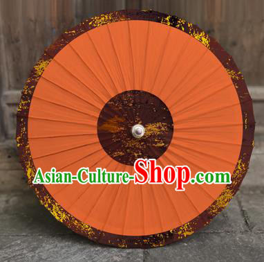 China Handmade Classical Dance Umbrella Craft Traditional Orange Oil Paper Umbrella