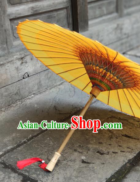China Traditional Yellow Oil Paper Umbrella Handmade Classical Jiangnan Umbrellas