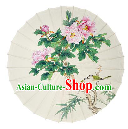 China Classical Dance Umbrella Handmade Painting Peony Oil Paper Umbrella Traditional National Umbrella