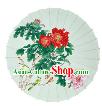 China Classical Peony Pattern Umbrella Traditional Handmade Painting Oil Paper Umbrella