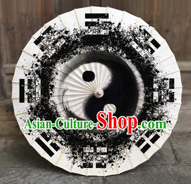 China Handmade Tai Chi Umbrellas Craft Traditional Oil Paper Umbrella Classical Ink Painting Eight Diagrams Umbrella