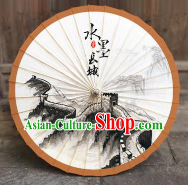 China Classical Ink Painting Great Wall Umbrella Handmade Umbrellas Craft Traditional Oil Paper Umbrella