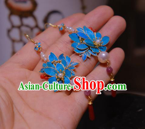 Chinese Traditional Agate Earrings Culture Jewelry Ancient Qing Dynasty Empress Ear Accessories