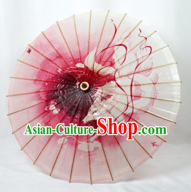 China Traditional Printing Nine Tail Fox Oil Paper Umbrella Handmade Cheongsam Pink Paper Umbrella