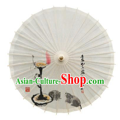 China Handmade Stage Performance Oil Paper Umbrella Traditional Ink Painting Candelabrum Umbrella