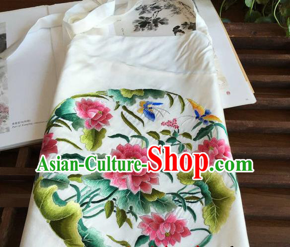 China Handmade Embroidered Lotus White Silk Bellyband Corset Traditional Stomachers Undergarment