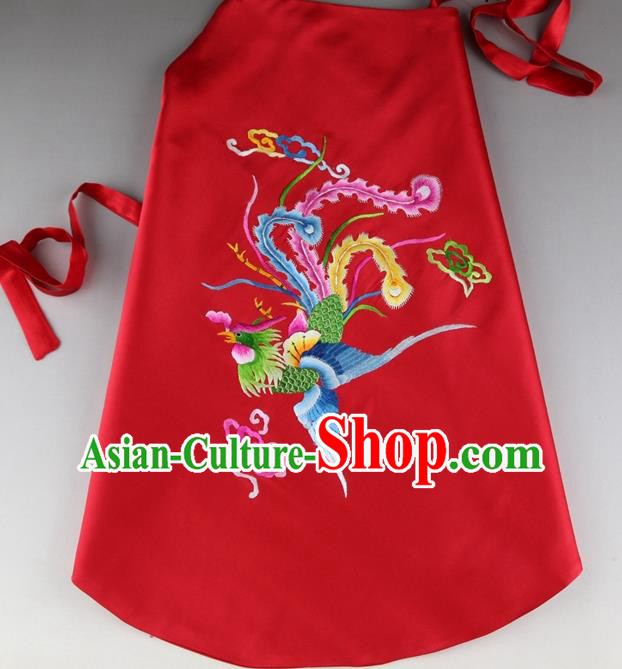 China Women Sexy Corset Handmade Embroidered Phoenix Red Silk Bellyband Traditional Stomachers Wedding Undergarment