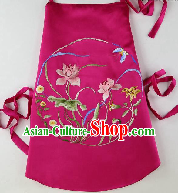 China National Stomachers Traditional Women Sexy Corset Handmade Embroidered Lotus Rosy Silk Bellyband Undergarment
