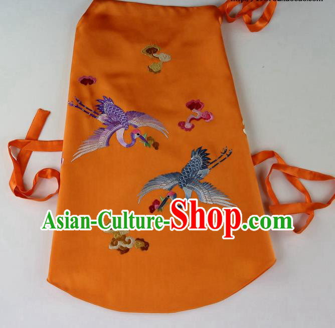 China Traditional Women Stomachers Sexy Corset Handmade Embroidered Cranes Orange Silk Bellyband Undergarment