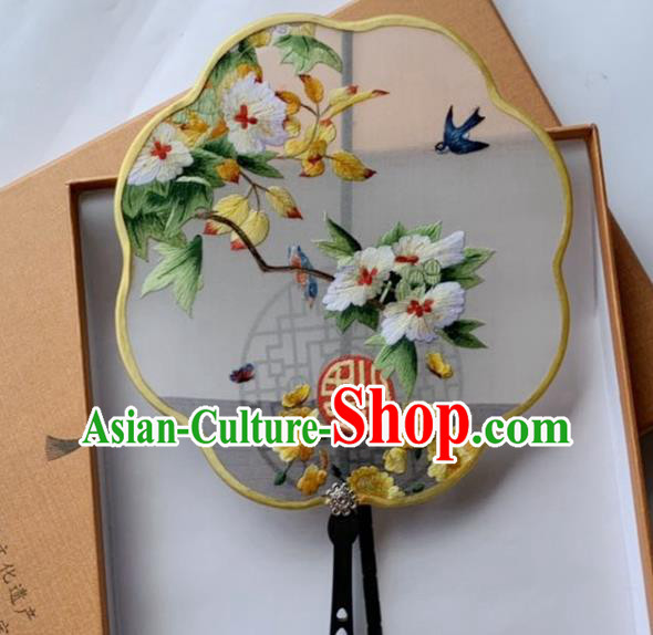 Chinese Traditional Hanfu Fan Ancient Princess Silk Fan Handmade Embroidered Palace Fan